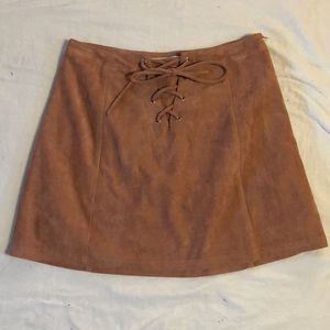 Pink suede mini skirt